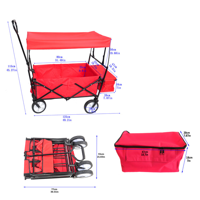 Garden Shopping Beach Cart folding wagon(red)