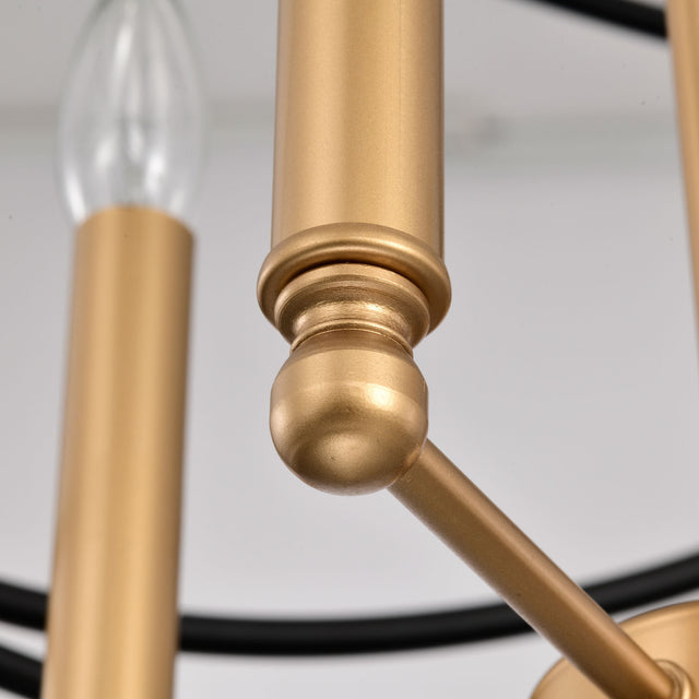 【Video】Transitional Gold/Matte Black Metal Chandelier Fixture,8 lights ,2-Tier-Candle Ceiling Light for Living Room, Bedroom, Dining Room,Dimmable,E12,W23.6*H55