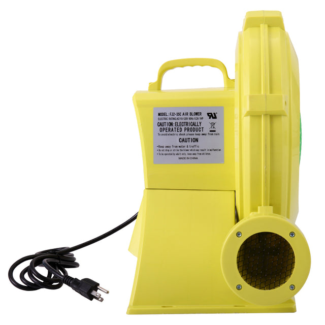 450 W Air Blower, Pump Fan for Inflatable Bounce Castle, Water Slides, Safe, Portable - Yellow and Green