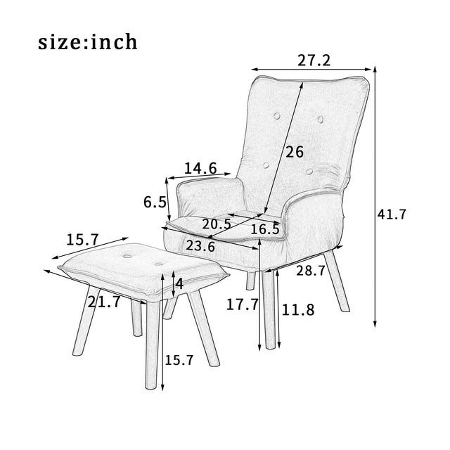 Accent chair TV Chair Living room Chair with ottoman,Modern Vanity Chair with Arms Upholstered Tall Back Desk Chair for Bedroom