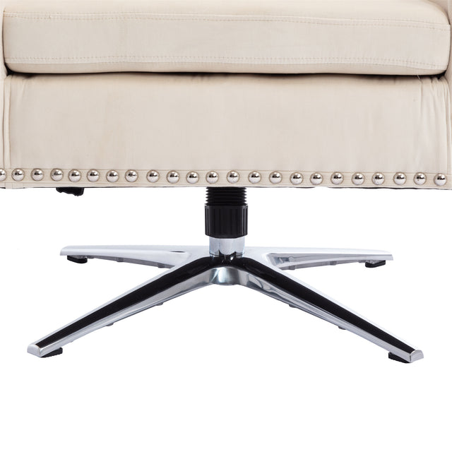 COOLMORE Swivel Barrel chair living room chair with nailheads and Metal base