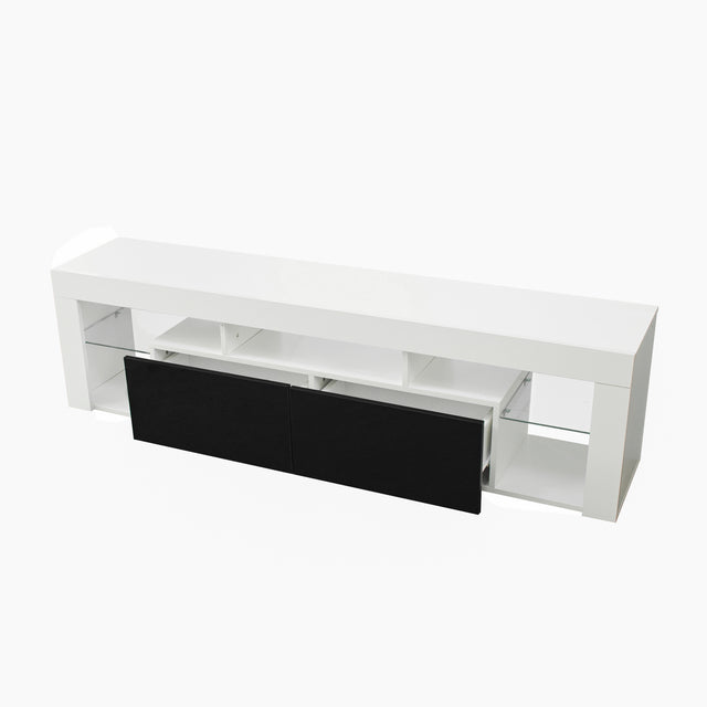 FURNITURE & TV Stand 160 LED Wall Mounted Floating 63" TV Stand (White/Black)