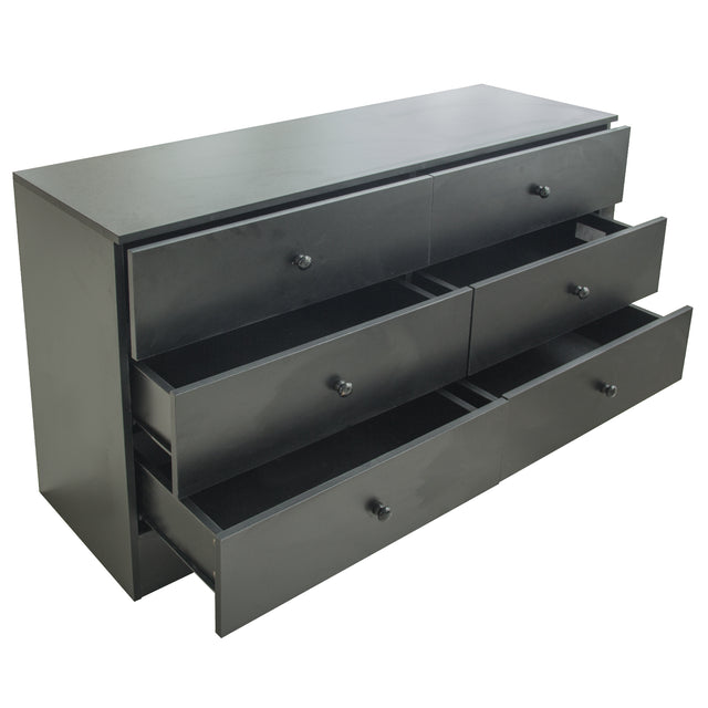 Chest of Drawers Wood Storage Cabinet with 6 Drawers-Black