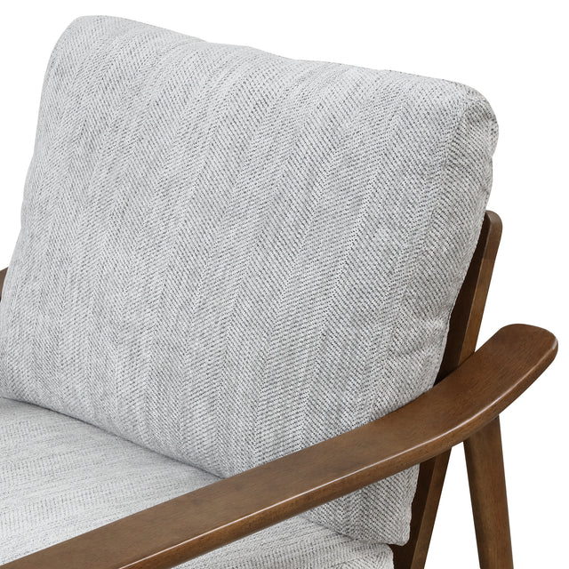 【EAT 3.17】Mid Century Modern Chair with Solid Wood Frame,Arm Chair with Vertical Slatted Back,Thick Pad Upholstered Accent Chair for Living Room, Brown