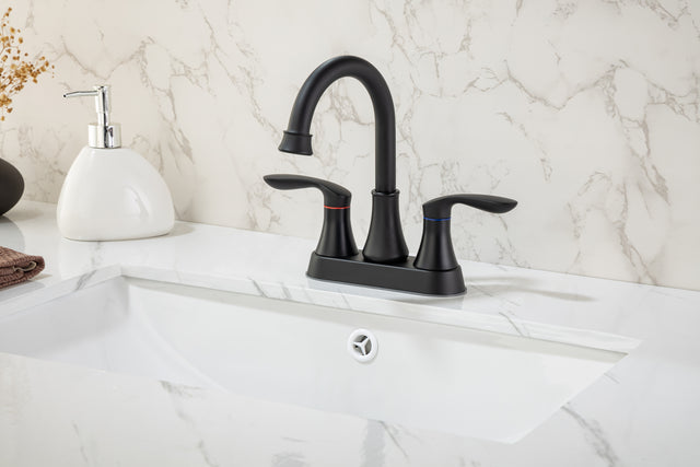 2-Handle Lavatory Faucet Brushed Nickel Bathroom Sink Faucet with Metal Pop-up Drain and Faucet Supply Lines