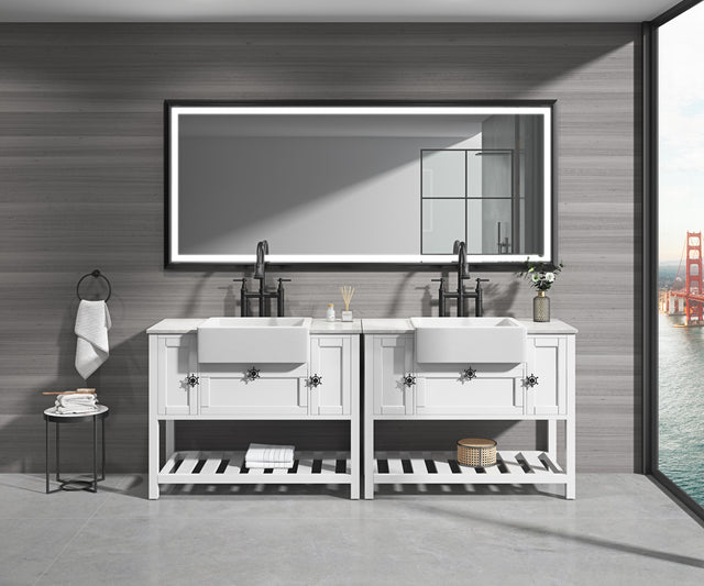 88 in. W x 38 in. H Super Bright Led Bathroom Mirror with Lights, Metal Frame Mirror Wall Mounted Lighted Vanity Mirrors for Wall,
Anti Fog Dimmable Led Mirror for Makeup, Horizontal/Verti