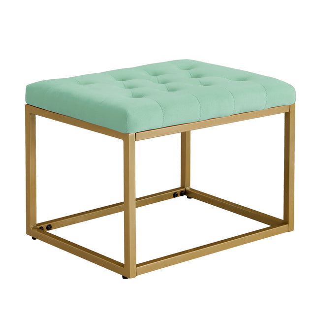 Velvet Shoe Changing Stool,Light green Footstool, Square Vanity Chair, Sofa Stool,Makup Stool .Vanity Seat ,Rest Stool. Piano Bench.Suitable for Clothes Shop,Living Room, Porch, Fitting Room Bedroom