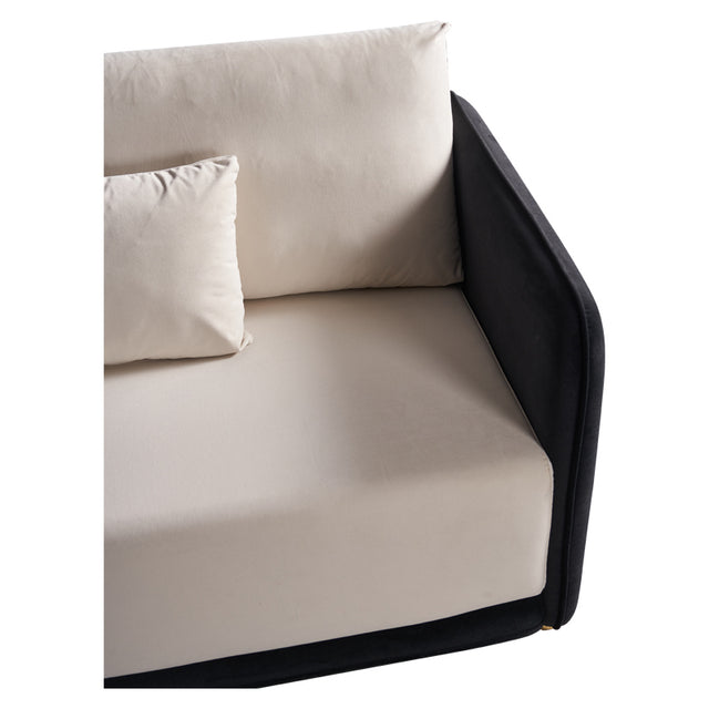 Velvet Sofa BEIGE & BLACK Color
