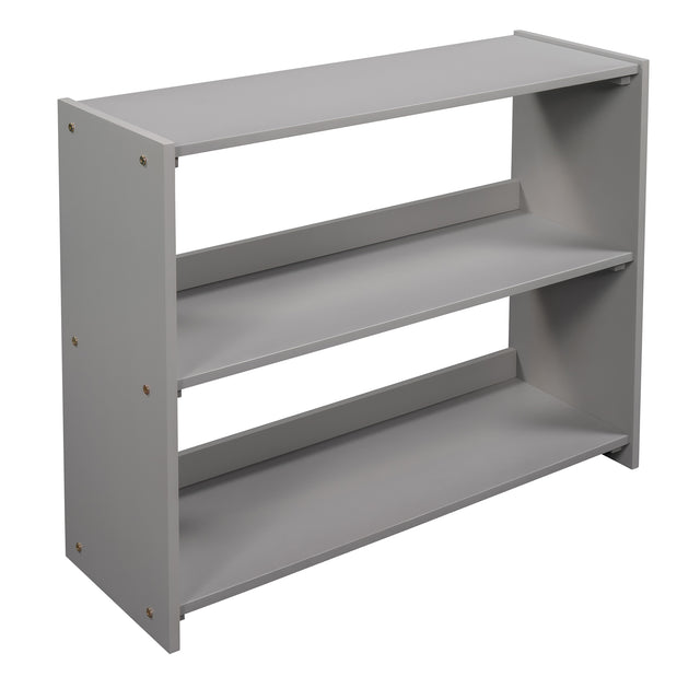 Low Twin Size Loft Bed with Cabinets, Shelves and Slide - Gray(OLD SKU :LP000503AAE)