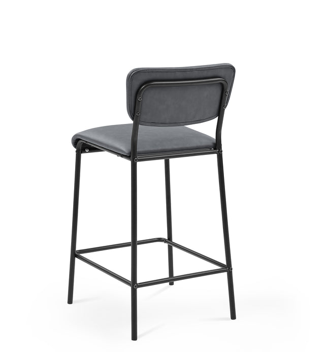 Pu Faux Leather Counter Stools Set of 2, Pub Counter Stool with Back and Footrest, Grey\n(17.5"x19.25“x34.5”)