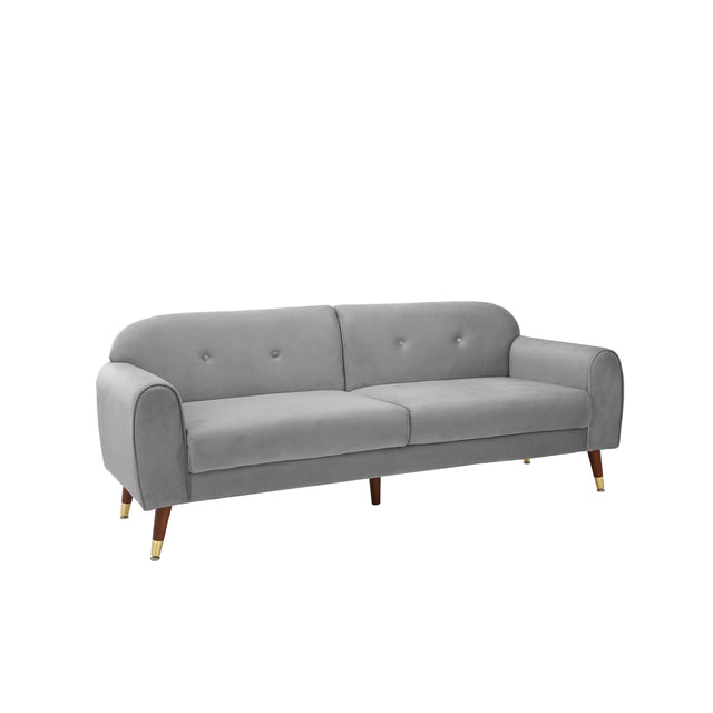 Lovetseat with wood legs, Light grey velvet