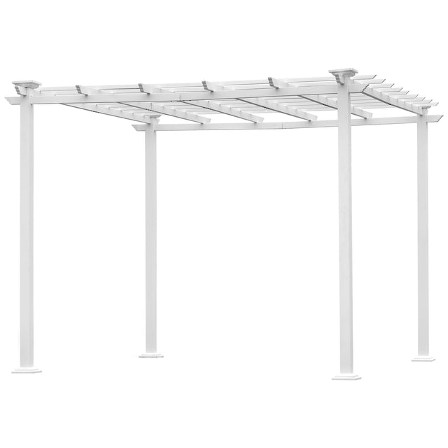GO 10’ x 10’ White Iron Pergola Gazebo for Vines Pure Iron Chic Lid Cover Design Sleek Seams Hidden Joints Elegant White Trellis