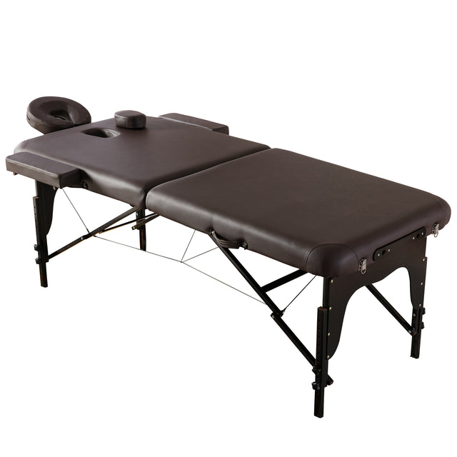 HengMing  Portable Massage table 29 Inchs Wide PU  leather,2 Section Wooden Adjustable Folding Massage Bed With Carrying Case
