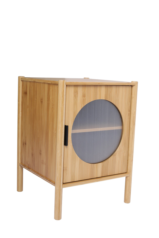 1 Door nightstand,Bamboo Mid Century Modern Nightstand,Bedside Table Accent End Table Side Table for Bedroom, Living Room, Natural