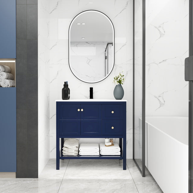 Bathroom Vanity With Soft Close Drawers and Gel Basin,36x18(BVB01236NB)