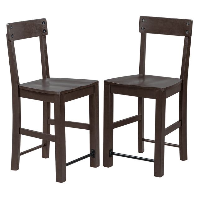 TREXM Counter Height Dining Chairs Industrial Style Wood Dining Room Chairs with Ergonomic Design, Set of 4 (Espresso)