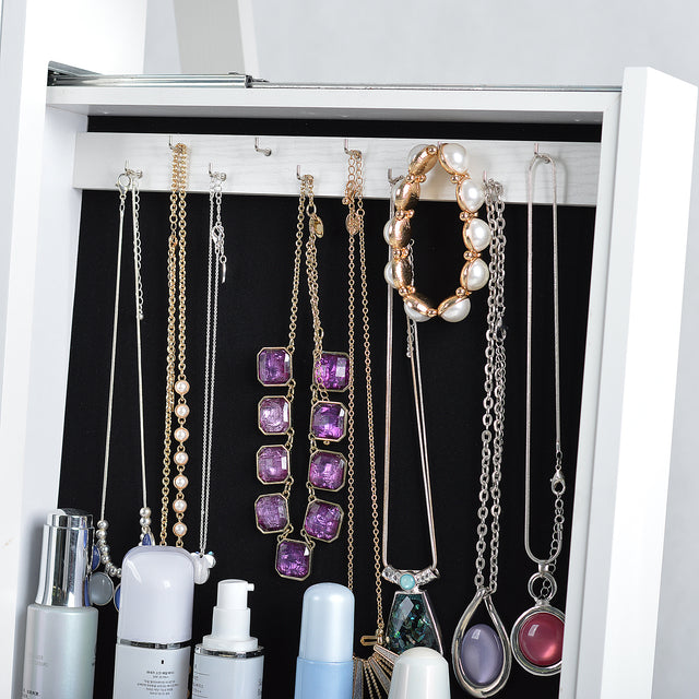 Fashion Standing Mirror Jewelry Cabinet With Two Storage Drawer