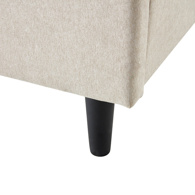 Full Size Platform Bed Frame with Fabric Upholstered Headboard and Wooden Slats Support, Fully Upholstered Mattress Foundation/No Box Spring Needed/Easy Assembly, Beige