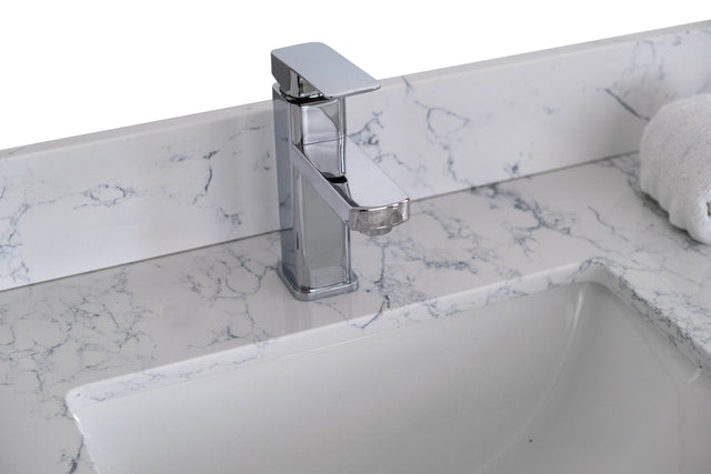 Montary 43"x 22" bathroom stone vanity top carrara jade engineered marble color with undermount ceramic sink and single faucet hole with backsplash