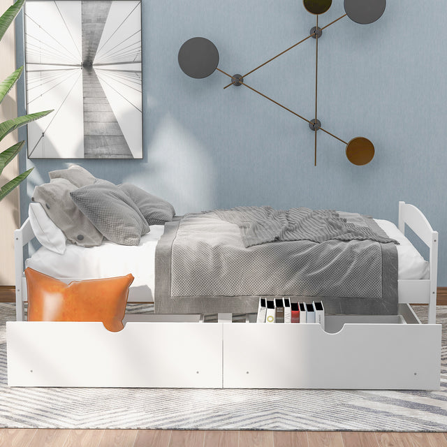 Twin size platform bed, with two drawers, white(New)