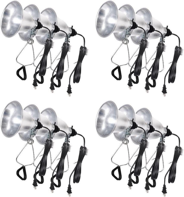 Simple Deluxe HIWKLTCLAMPLIGHTSX12 12-Pack Clamp Lamp Light with 5.5 Inch Aluminum Reflector up to 60 Watt E26/E27 (no Bulb Included) 6 Feet 18/2 SPT-2 Cord, Silver