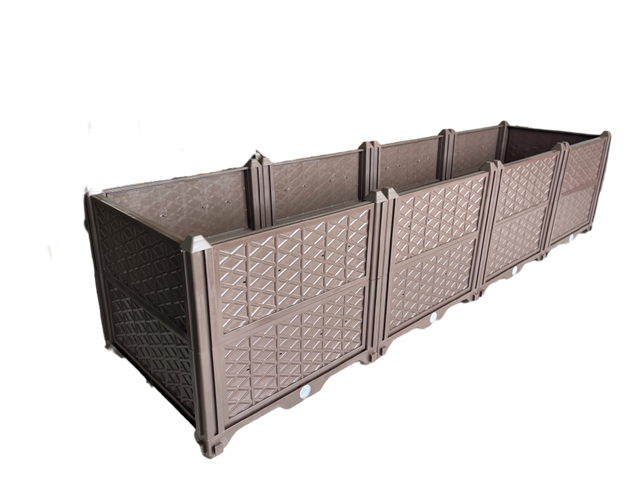 Rectangular Raised Garden Bed Kit Indoor Outdoor Plastic Planter Grow Box for Fresh Vegetables, Herbs, Flowers & Succulents, Brown, 61.41'' x 15.35'' x 14.17''