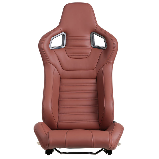 2-Piece Ergonomic Racing Seats with Adjustable Double Slides,PVC Racing Simulator Game seats,Brick Red