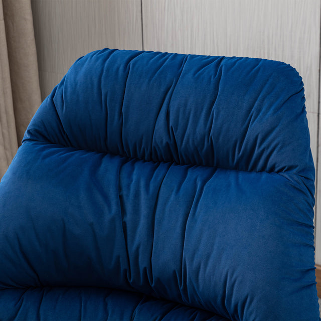 Tufted Upholstered Padded Seat Rocking Chair-Velvet Blue