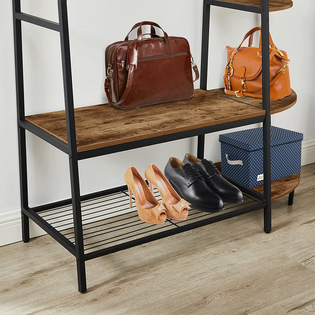 Entryway Coat Rack/ Hall Tree with Bookshelves, Multiple Hooks, and Bench Seat