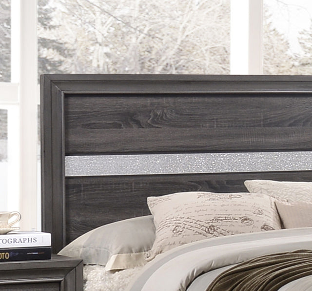 Traditional Matrix King 4 Piece Storage Bedroom set in Gray made with Wood