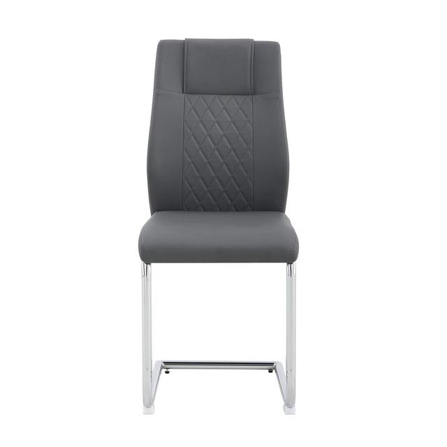 Modern Dining Chairs with Faux Leather Padded Seat Dining Living Room Chairs Upholstered Chair with Metal Legs Design for Kitchen, Living, Bedroom, Dining Room Side Chairs Set of 2 (grey+PU Leather)