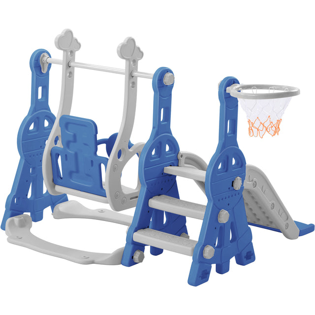 Toddler Slide and Swing Set 3 in 1, Kids Playground Climber Swing Playset with Basketball Hoops Freestanding Combination Indoor & Outdoor