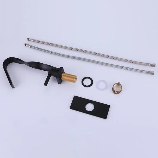 Basin Faucets Brass Faucet Single Handle Hot and Cold Mixer Water Tap,Matte Black