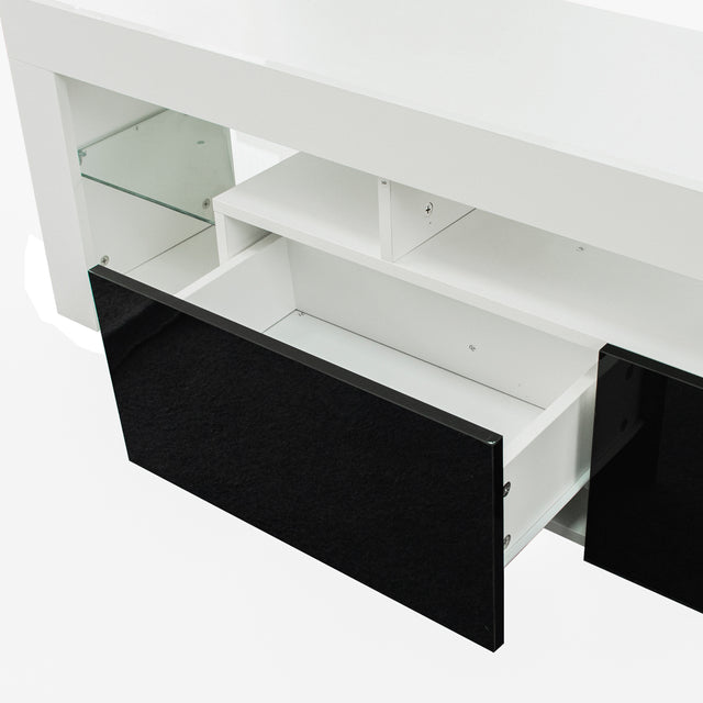 FURNITURE & TV Stand 160 LED Wall Mounted Floating 63" TV Stand (White/Black)