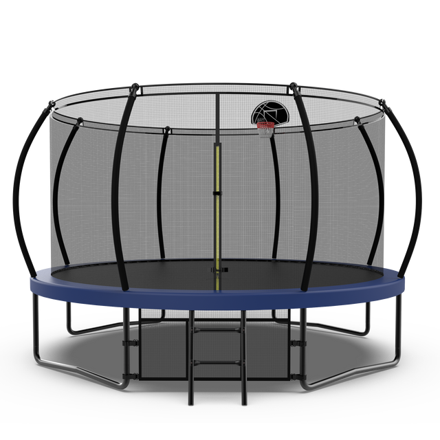 14FT Trampoline with Basketball Hoop - Recreational Trampolines with Ladder ,Shoe Bag and Galvanized Anti-Rust Coating