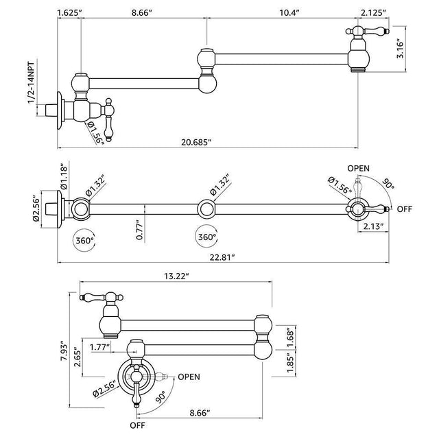 Pot Filler Faucet Wall Mount