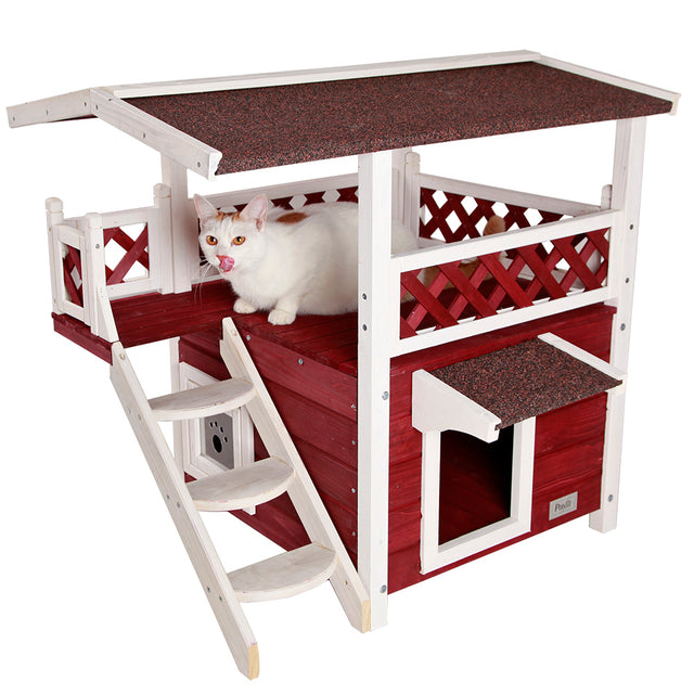 Cat House for Outdoor Cats Weatherproof with Escape Door