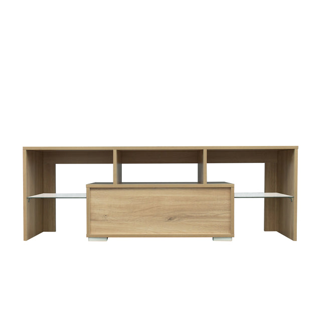 TV Stand with LED RGB Lights,Flat Screen TV Cabinet, Gaming Consoles - in Lounge Room, Living Room and Bedroom,Rustic oak