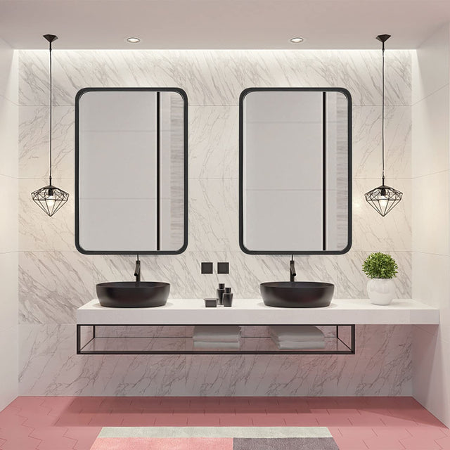 Black 24 "x36" Metal Rectangular Bathroom Wall Mirror