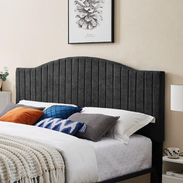 B111 King bed Beautiful line stripe cushion headboard Strong iron frame with high temperature paint
