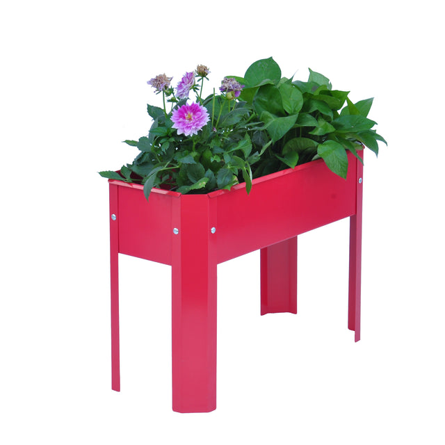 Elevated garden bed.metal elevated outdoor flowerpot box.suitable for backyard and terrace.large flowerpot.suitable for vegetable and flower Red x 2