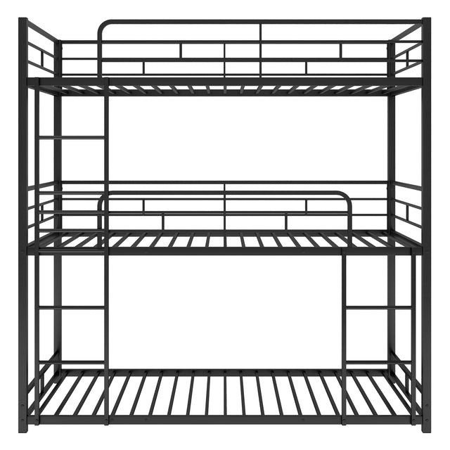 Metal Twin Size Triple Bunk Bed, Black