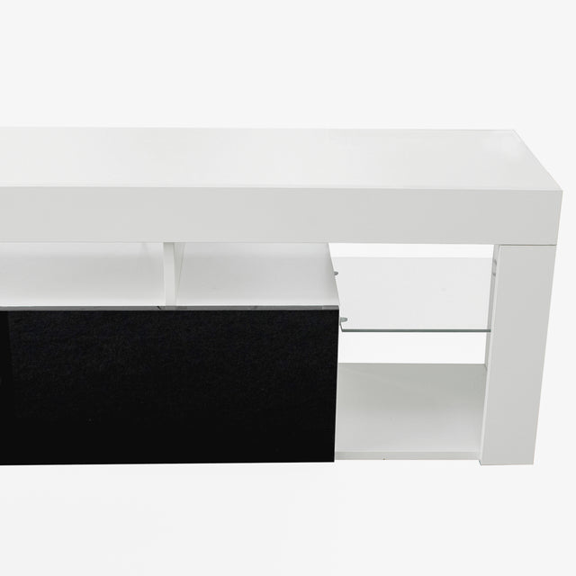 FURNITURE & TV Stand 160 LED Wall Mounted Floating 63" TV Stand (White/Black)