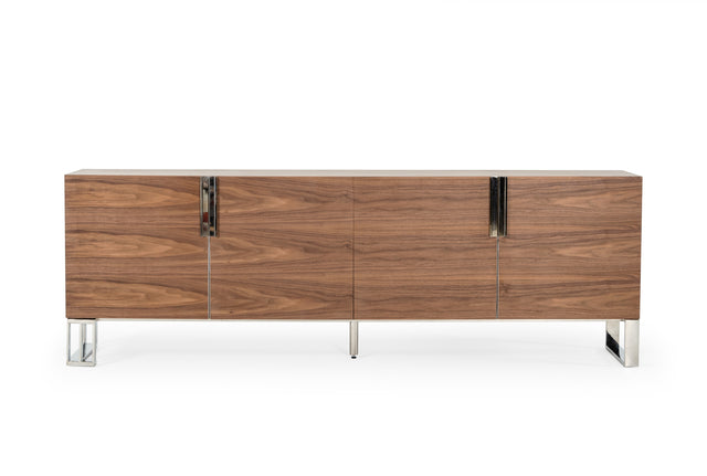 Modrest Gilroy - Modern Walnut & Stainless Steel Buffet