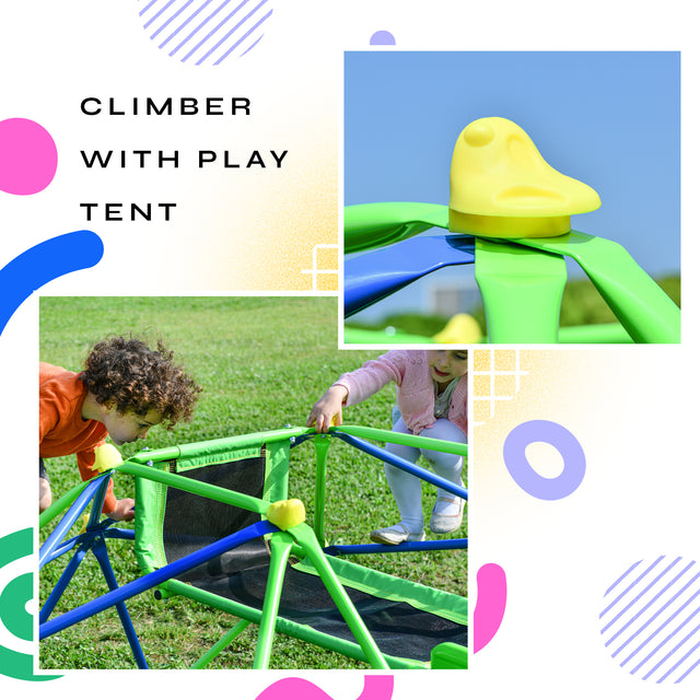 Kids Climbing Dome Jungle Gym - 6 ft Geometric Playground Dome Climber Play Center with 4.6ft Wave Slide, Rust & UV Resistant Steel Supporting 800 LBS