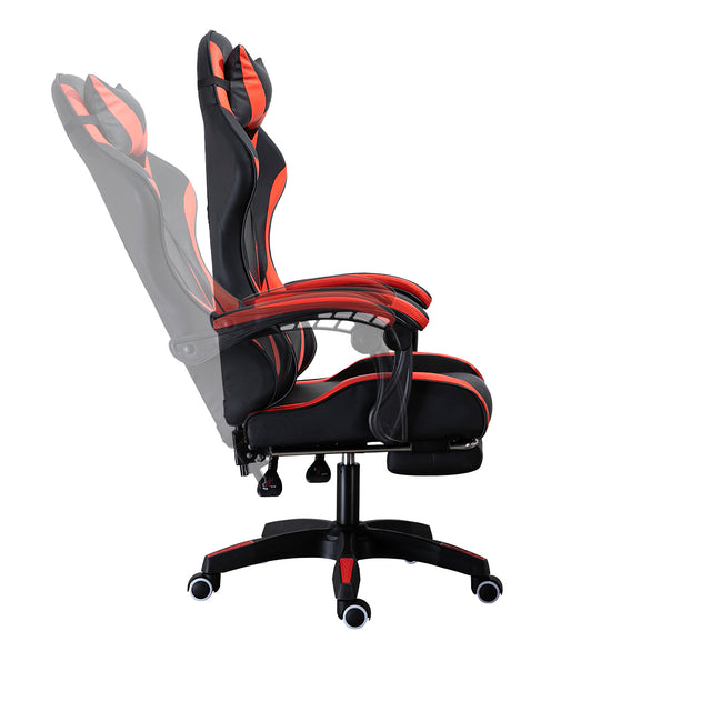 PU gaming chair, swivel recliner with adjustable backrest and seat height, high back gaming chair with footrest, office chair with 360° swivel, suitable for office or gaming