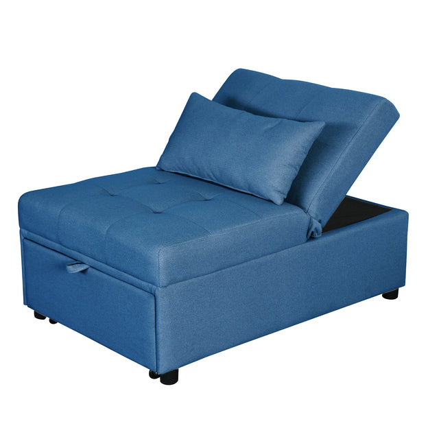 Folding Ottoman Sofa Bed (Blue)