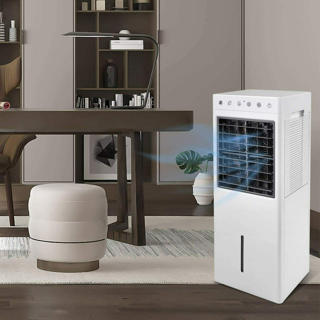 Simple Deluxe 30\'\' Evaporative Air Cooler Fan with Humidification, Repellent and Anion Function, 2 Gallon Water Tank, 3 Speeds Setting, Remote Control, White