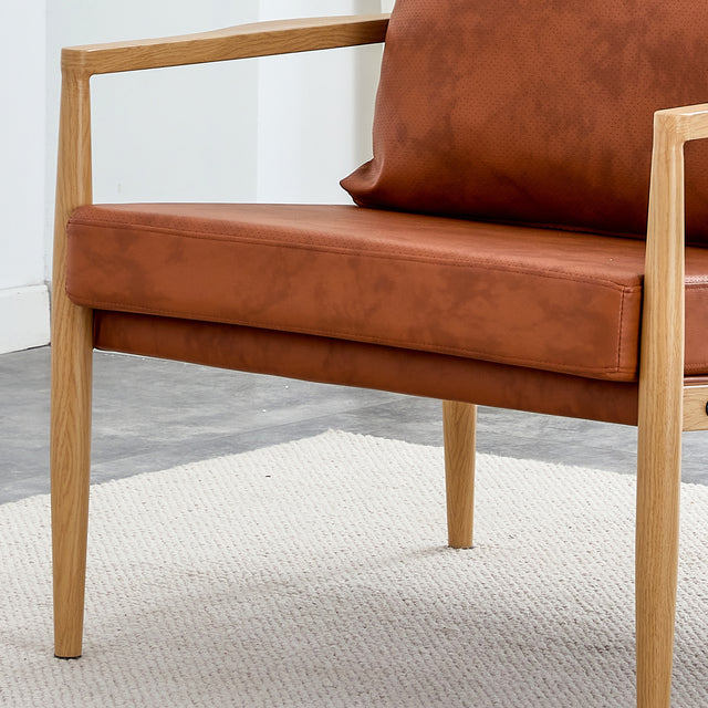 Sofa Chair Set of 2.PU Leather Accent Arm Chair Mid Century Modern Upholstered Armchair with Imitation solid wood color Metal Frame Extra-Thick Padded Backrest and Seat Cushion Sofa Chairs