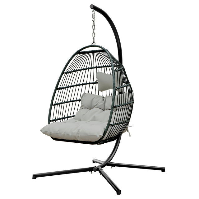 Patio Rattan Four Corners Single Hanging Egg Chair patio outdoor